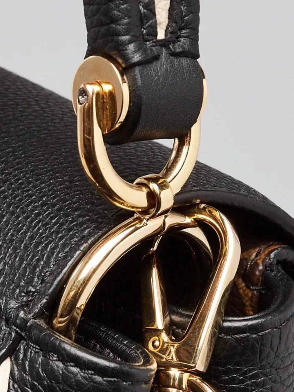 Louis Vuitton Black Leather and Monogram Coated Canvas Double V Bag